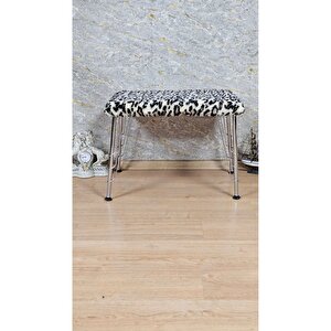 Tedy Kumaşlı 60 Cm X 40 Cm Krom Telli Ayak Oturak Sarı Siyah