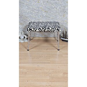 Tedy Kumaşlı 60 Cm X 40 Cm Krom Telli Ayak Oturak Sarı Siyah