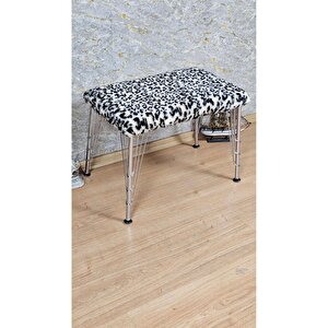 Tedy Kumaşlı 60 Cm X 40 Cm Krom Telli Ayak Oturak Sarı Siyah