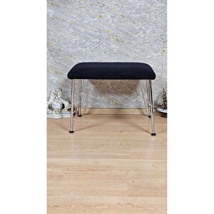 Tedy Kumaşlı 60 Cm X 40 Cm Krom Telli Ayak Oturak Siyah