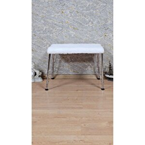 Tedy Kumaşlı 60 Cm X 40 Cm Krom Telli Ayak Oturak Krem