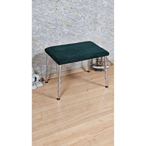 Tedy Kumaşlı 60 Cm X 40 Cm Krom Telli Ayak Oturak Yeşil