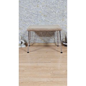 Tedy Kumaşlı 60 Cm X 40 Cm Krom Telli Ayak Oturak Kapuçino