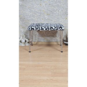 Tedy Kumaşlı 60 Cm X 40 Cm Krom Telli Ayak Oturak Zebra