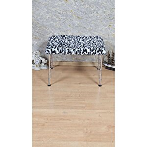 Tedy Kumaşlı 60 Cm X 40 Cm Krom Telli Ayak Oturak Zebra