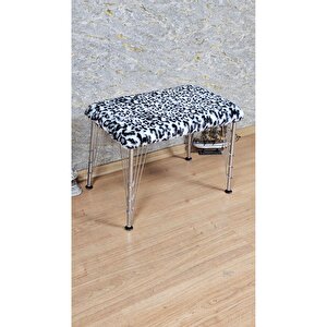 Tedy Kumaşlı 60 Cm X 40 Cm Krom Telli Ayak Oturak Zebra