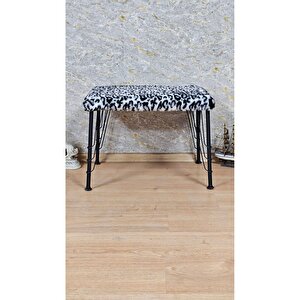 Tedy Kumaşlı 60 Cm X 40 Cm Siyah Telli Ayak Oturak Zebra