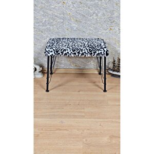 Tedy Kumaşlı 60 Cm X 40 Cm Siyah Telli Ayak Oturak Zebra