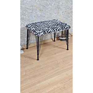 Tedy Kumaşlı 60 Cm X 40 Cm Siyah Telli Ayak Oturak Zebra