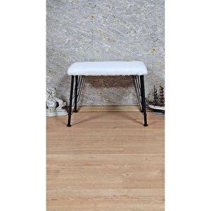 Tedy Kumaşlı 60 Cm X 40 Cm Siyah Telli Ayak Oturak Krem