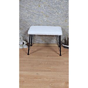 Tedy Kumaşlı 60 Cm X 40 Cm Siyah Telli Ayak Oturak Krem