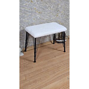 Tedy Kumaşlı 60 Cm X 40 Cm Siyah Telli Ayak Oturak Krem