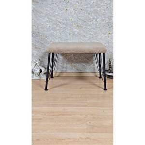 Tedy Kumaşlı 60 Cm X 40 Cm Siyah Telli Ayak Oturak Kapuçino