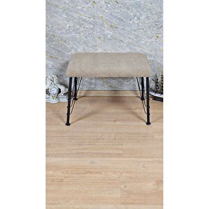 Tedy Kumaşlı 60 Cm X 40 Cm Siyah Telli Ayak Oturak Kapuçino