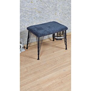 Tedy Kumaşlı 60 Cm X 40 Cm Siyah Telli Ayak Oturak Füme