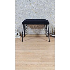 Tedy Kumaşlı 60 Cm X 40 Cm Siyah Telli Ayak Oturak Siyah