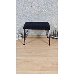 Tedy Kumaşlı 60 Cm X 40 Cm Siyah Telli Ayak Oturak Siyah