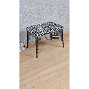 Tedy Kumaşlı 60 Cm X 40 Cm Siyah Telli Ayak Oturak Sarı Siyah
