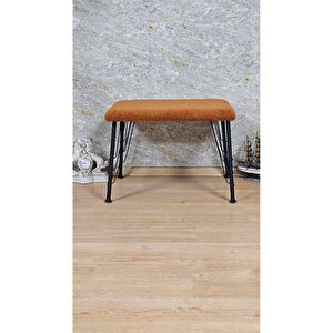 Tedy Kumaşlı 60 Cm X 40 Cm Siyah Telli Ayak Oturak Turuncu