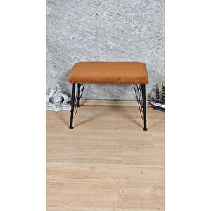 Tedy Kumaşlı 60 Cm X 40 Cm Siyah Telli Ayak Oturak Turuncu
