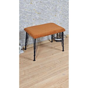 Tedy Kumaşlı 60 Cm X 40 Cm Siyah Telli Ayak Oturak Turuncu