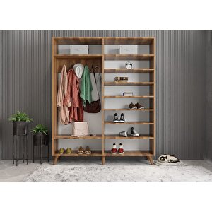 Nossa Membran 4 Kapaklı Portmanto Vestiyer Montaj Dahil - Ceviz Beyaz 140 Cm