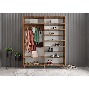 Zenon Membran 4 Kapaklı Portmanto Vestiyer Montaj Dahil - Ceviz Beyaz 140 Cm