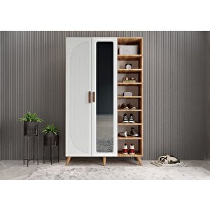 Robe Membran 3 Kapaklı Portmanto Vestiyer Montaj Dahil - Çam Beyaz 105 Cm