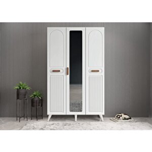 Monere Membran 3 Kapaklı Portmanto Vestiyer Montaj Dahil - Beyaz 120 Cm