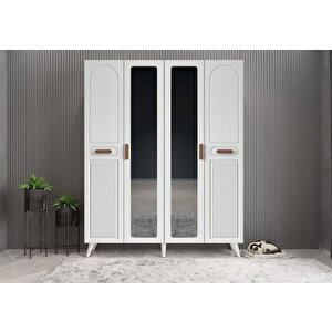 Zenon Membran 4 Kapaklı Portmanto Vestiyer Montaj Dahil - Beyaz 160 Cm