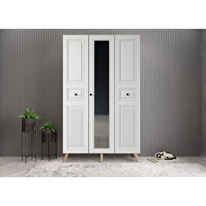 Greta Membran 3 Kapaklı Portmanto Vestiyer Montaj Dahil - Meşe Beyaz 120 Cm