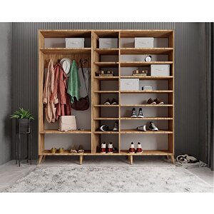 Violin Membran 5 Kapaklı Portmanto Vestiyer Montaj Dahil - Çam Beyaz 200 Cm
