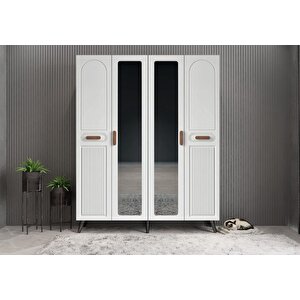Zenon Membran 4 Kapaklı Portmanto Vestiyer Montaj Dahil - Füme Beyaz 160 Cm