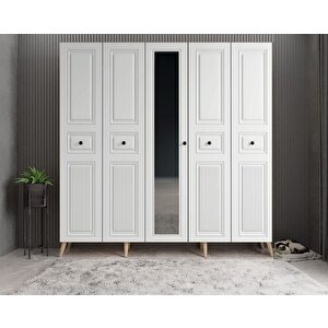 Sofya Membran 5 Kapaklı Portmanto Vestiyer Montaj Dahil - Meşe Beyaz 175 Cm