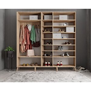 Sofya Membran 5 Kapaklı Portmanto Vestiyer Montaj Dahil - Meşe Beyaz 175 Cm