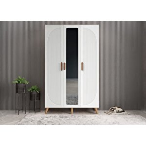 Robe Membran 3 Kapaklı Portmanto Vestiyer Montaj Dahil - Çam Beyaz 120 Cm