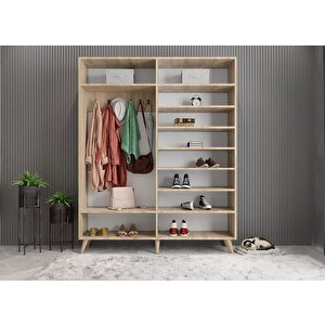 Nossa Membran 4 Kapaklı Portmanto Vestiyer Montaj Dahil - Meşe Beyaz 160 Cm