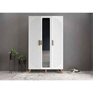 Robe Membran 3 Kapaklı Portmanto Vestiyer Montaj Dahil - Meşe Beyaz 120 Cm
