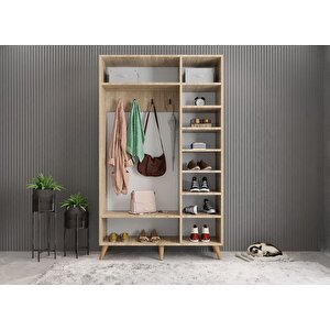 Robe Membran 3 Kapaklı Portmanto Vestiyer Montaj Dahil - Meşe Beyaz 120 Cm