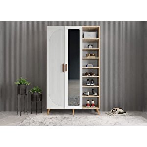 Robe Membran 3 Kapaklı Portmanto Vestiyer Montaj Dahil - Meşe Beyaz 120 Cm
