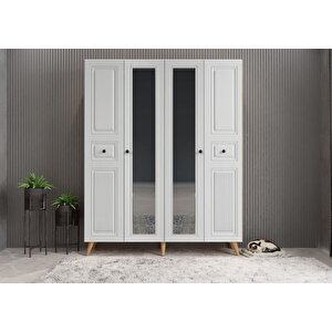Nossa Membran 4 Kapaklı Portmanto Vestiyer Montaj Dahil - Çam Beyaz 160 Cm
