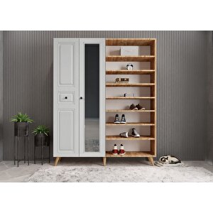 Nossa Membran 4 Kapaklı Portmanto Vestiyer Montaj Dahil - Çam Beyaz 160 Cm