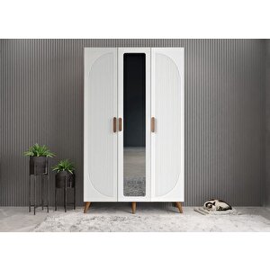 Robe Membran 3 Kapaklı Portmanto Vestiyer Montaj Dahil - Ceviz Beyaz 105 Cm