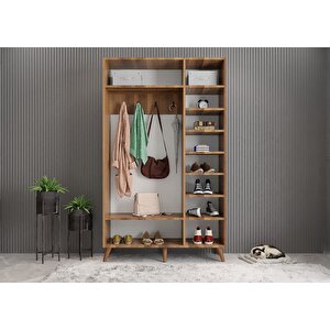 Robe Membran 3 Kapaklı Portmanto Vestiyer Montaj Dahil - Ceviz Beyaz 105 Cm