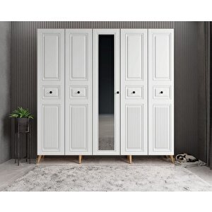 Sofya Membran 5 Kapaklı Portmanto Vestiyer Montaj Dahil - Çam Beyaz 175 Cm