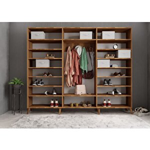 Meridyen Membran 6 Kapaklı Portmanto Vestiyer Montaj Dahil - Ceviz Beyaz 240 Cm