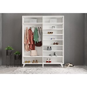 Nossa Membran 4 Kapaklı Portmanto Vestiyer Montaj Dahil - Beyaz 160 Cm