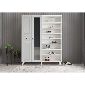 Nossa Membran 4 Kapaklı Portmanto Vestiyer Montaj Dahil - Beyaz 160 Cm