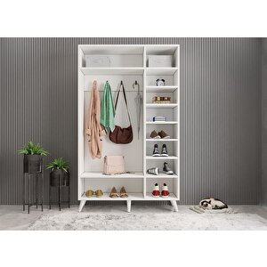 Robe Membran 3 Kapaklı Portmanto Vestiyer Montaj Dahil - Beyaz 120 Cm