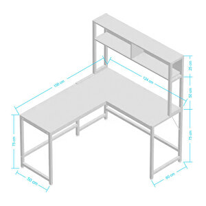 Cornermaster Raflı L Köşe Çalışma Masası Kahverengi